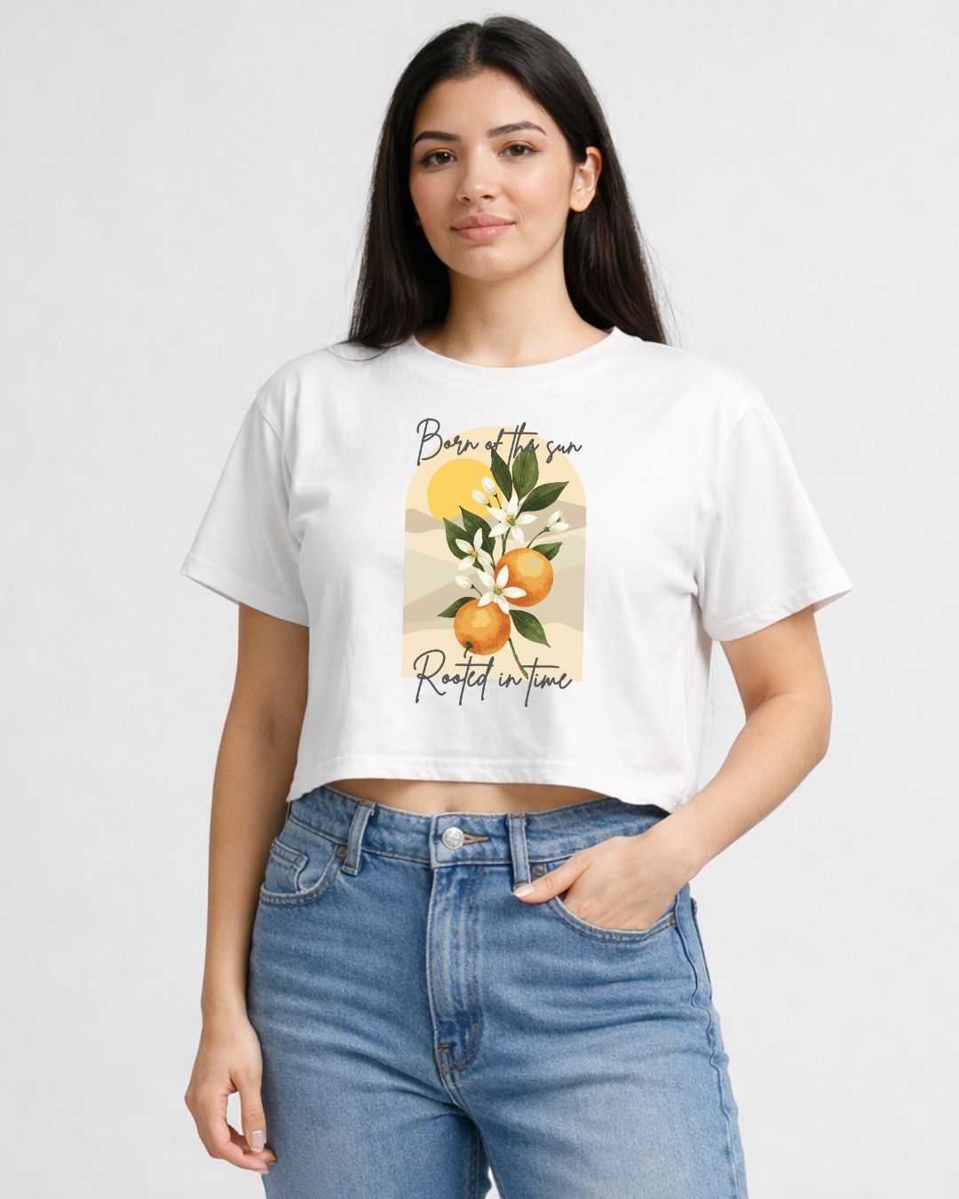 Rooted in Time - Orange | Cropped T-Shirt | Printed